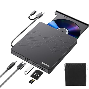 External DVD Drive, CD Drive USB 3.0 Typle C CD/DVD ROM +/-RW Adapter with USB Port DVD Burner for Laptop PC Desktop Computer, Optical Disk Drive CD Player Compatible with Mac Windows Linux