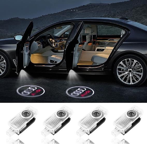 4 PCS Car Door Light Logo, LED Projector Light, Car Door Led Welcome Light HD Ghost Shadow Light,Led Lights for Car Accessories ,Ghost Shadow Light Compatible with A - di All Series