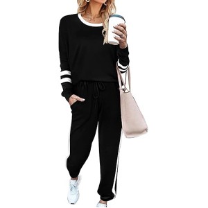 Aloodor Sweatsuit for Women 2 Piece Outfits for Womens Crewneck Sweatshirts Pullover