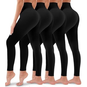 4 Pack Leggings for Women Butt Lift High Waisted Tummy Control No See-Through Yoga Pants Workout Running Leggings