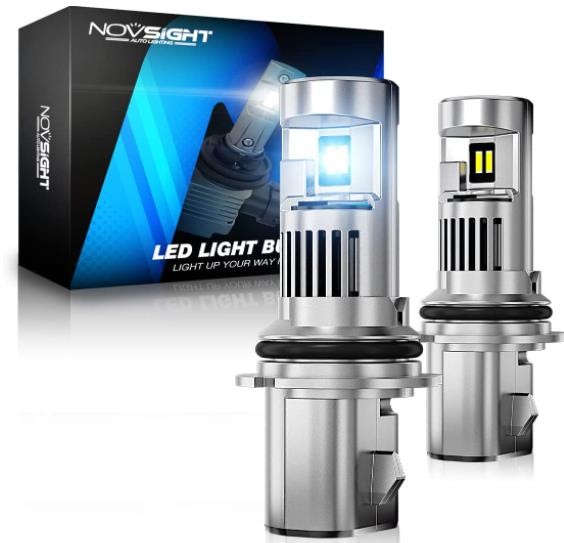 NOVSIGHT 9007 LED Headlight Bulbs 20000 Lumens, Wireless 600% Brightness HB5 LED Headlights High and Low Beam Conversion Kits, 90W 6500K Cool White Halogen Replacement, Plug and Play, Pack of 2