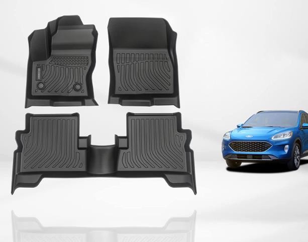 KELCSEECS Floor Mats Custom for Ford Escape& C-max 2013 2014 2015 2016 2017 2018 2019 Waterproof Car Mats All Weather Mats heavy duty Automotive Floor Liners Front& Rear Row Full Set Accessories Black