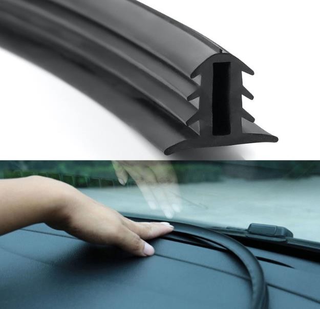 Miytsya Car Rubber Seal Protector Guard Strip, 6.5Ft Universal Car Slit Windshield Trim Strip, Dashboard Panel Sound Insulation Adhesive Strips, Suitable for Cars,Trucks, Boats, RVs (Black)