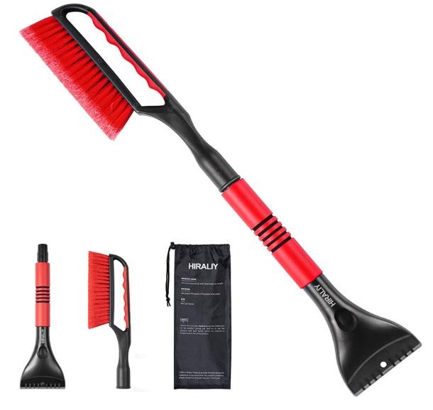 HIRALIY 2-in-1 Detachable Snow Brush and Ice Scraper, Ice Scrapers for Car Windshield, Heavy Duty Scrapers and Scratch Resistant PVC Brush, Snow Removal for Cars, Trucks, SUVs