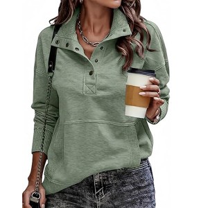 SHEWIN Womens Sweatshirt Casual Long Sleeve Lightweight Sweatshirts Button Loose Pullover Tops