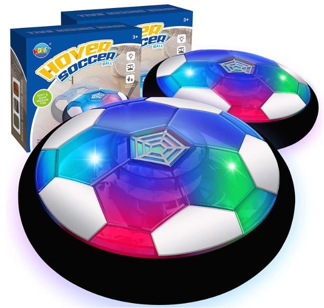 Hover Soccer Ball Toys for Boys, 2 LED Light Soccer Balls with Soft Foam Bumpers﻿, Indoor Outdoor Air Floating Hover Ball Football Game Kids Gifts Toys for Age 3 4 5 6 7 8 9 10-15 Year Old Boys Girls