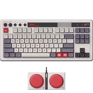 8Bitdo Retro Mechanical Keyboard, Bluetooth/2.4G/USB-C Hot Swappable Gaming Keyboard with 87 Keys, Dual Super Programmable Buttons for Windows and Android - N Edition