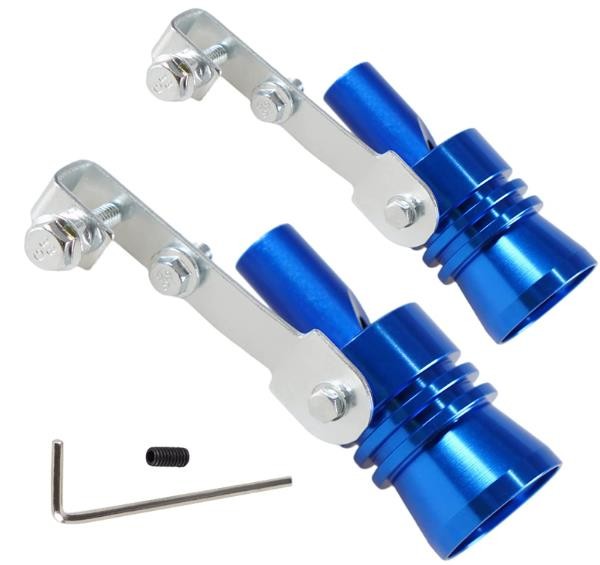 YIUIY 2 Pack Universal Turbo Sound Pipe Whistle Muffler Sounder Simulator Tailpipe Noise Sound Enhancer Compatible with Truck, Motorcycle, Cars, Dirt Bike and Scooter(XL Blue)