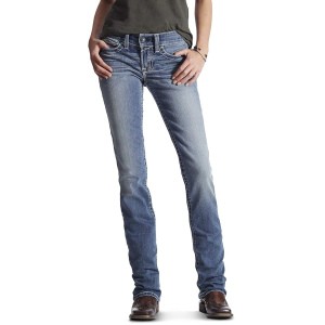 ARIAT Women's R.e.a.l. Mid Rise Stretch Icon Stackable Straight Leg Jean