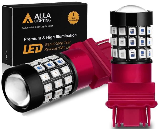 Alla Lighting Newly Upgraded 3156 3157 Red LED Bulbs 3056 3057KX 4157K 3047K 3157LL 4057K 3457 Brake Stop Tail, Turn Signal Lights Taillights for Cars, Trucks, Motorcycles, Super Bright 2835-SMD 12V